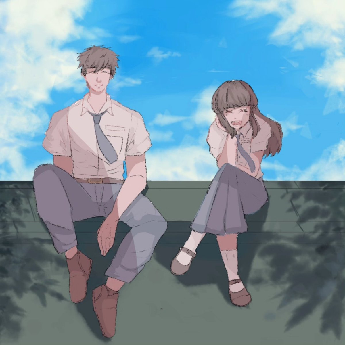 #art cung siapa yang kangen masa SMA 😽 
Aku lagi belajar style art tipe ini, sangat menerima kritik dan saran~
Buat giat belajar terus