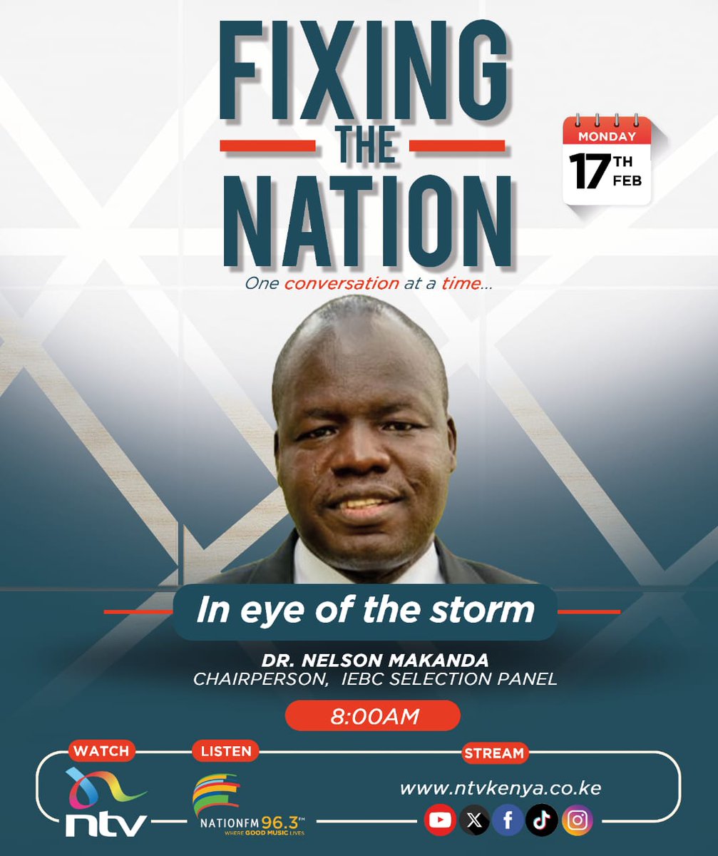 📢 Join the Conversation! 📢
Kenya stands at a critical moment, and the conversation on Fixing the Nation continues! 🇰🇪
Tune in at 8:00 AM on NTV and Nation FM 96.3 as we dive deeper into the conversation.🎙️
Don’t miss this insightful discussion—one conversation at a time! 🔥