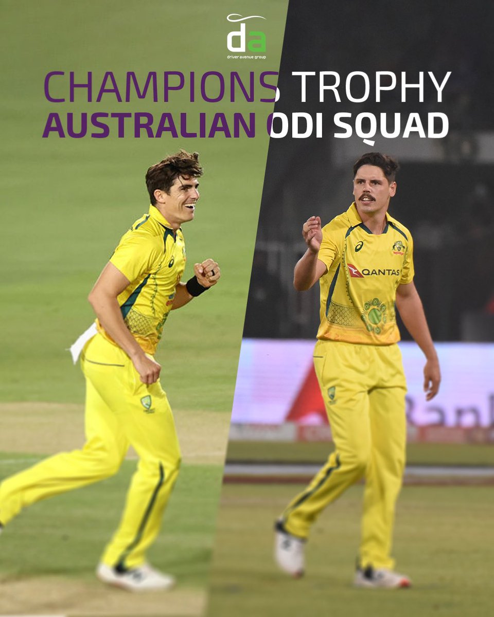 Congratulations &amp; best of luck to <a href="/seanabbott77/">Sean Abbott</a> &amp; Ben Dwarshuis who have both been named in Australia’s ODI Squad for the Champions Trophy.

The Australian campaign starts on February 22nd against England!

#DriverAveGroup
