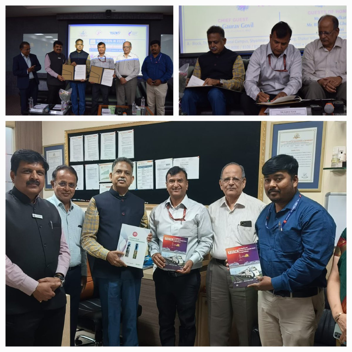 IRISET signed MoU with Thakur College of Engineering and Technology (TCET), Kandivali, Mumbai on 14.02.2025 to introduce 'Railway Signal Engineering and Automatic Train Protection System - KAVACH' as elective subjects in TCET 's B.Tech programs.