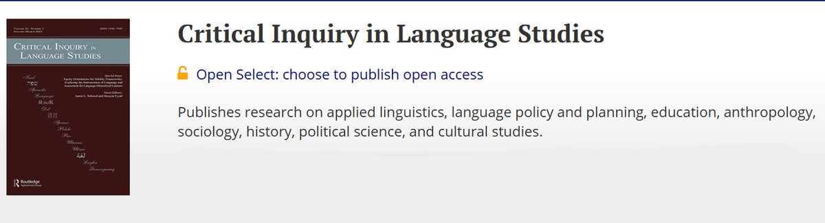 Our special issue "Equity Orientations for Validity Frameworks: Exploring the Intersections of Language and Assessment for Language-Minoritized Learners" is available now. 🥳🤩
tandfonline.com/toc/hcil20/22/1