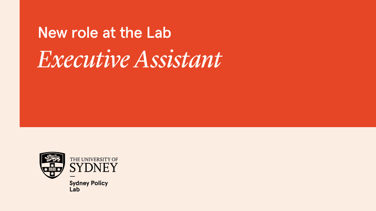 Sydney Policy Lab (@sydneypolicylab) on Twitter photo Looking for your next EA role? As the Sydney Policy Lab grows, we're looking for looking for the right person to support the Director <a href="/BrennanKate/">Kate Harrison Brennan</a> in enabling policy influence and impact.
Apply now – usyd.wd3.myworkdayjobs.com/en-US/USYD_EXT… Looking for your next EA role? As the Sydney Policy Lab grows, we're looking for looking for the right person to support the Director <a href="/BrennanKate/">Kate Harrison Brennan</a> in enabling policy influence and impact.
Apply now – usyd.wd3.myworkdayjobs.com/en-US/USYD_EXT…