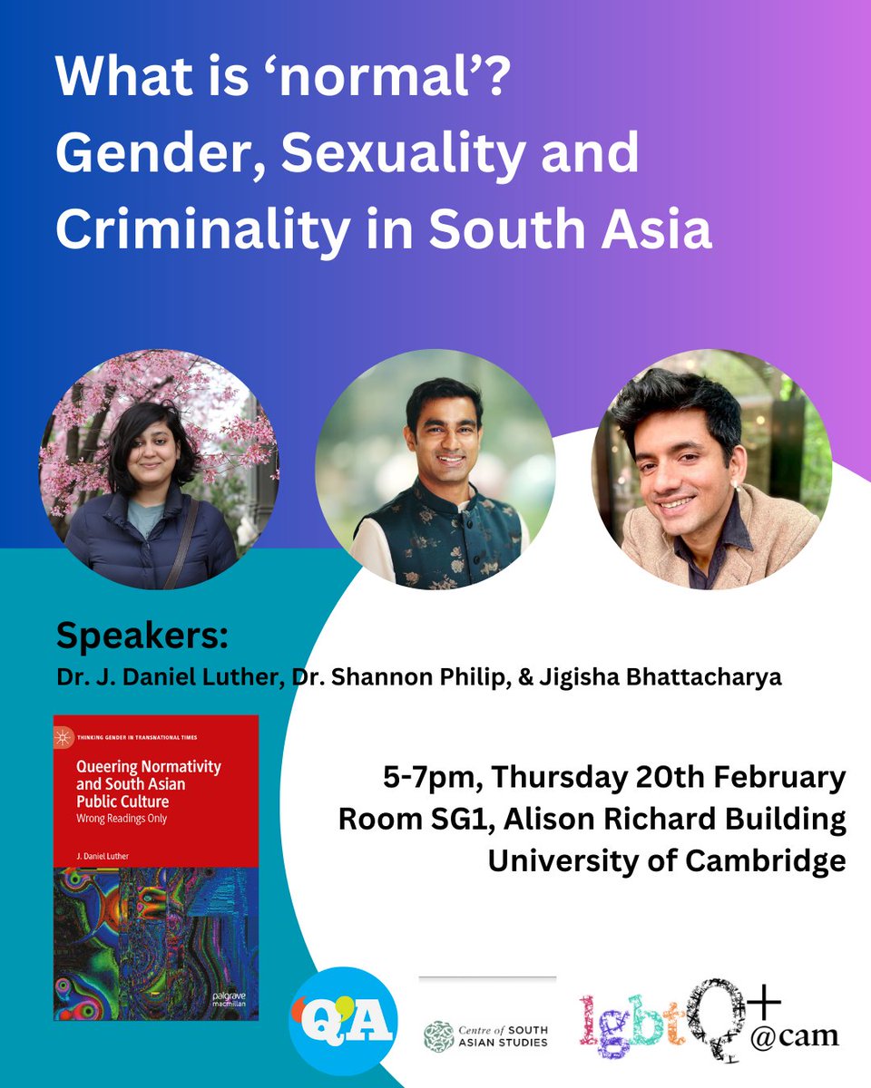 Shannon Philip (@shannonkphilip) on Twitter photo Friends and colleagues in Cambridge, do join us for this exciting panel during Queer History Month organised in collaboration with <a href="/CSASCambridge/">Cambridge South Asia</a> and <a href="/TheQueerAsia/">queerasia</a>
<a href="/Jigisha_Be/">Jigisha Bhattacharya</a> <a href="/JDanielLuther/">J. Daniel Luther</a> Friends and colleagues in Cambridge, do join us for this exciting panel during Queer History Month organised in collaboration with <a href="/CSASCambridge/">Cambridge South Asia</a> and <a href="/TheQueerAsia/">queerasia</a>
<a href="/Jigisha_Be/">Jigisha Bhattacharya</a> <a href="/JDanielLuther/">J. Daniel Luther</a>