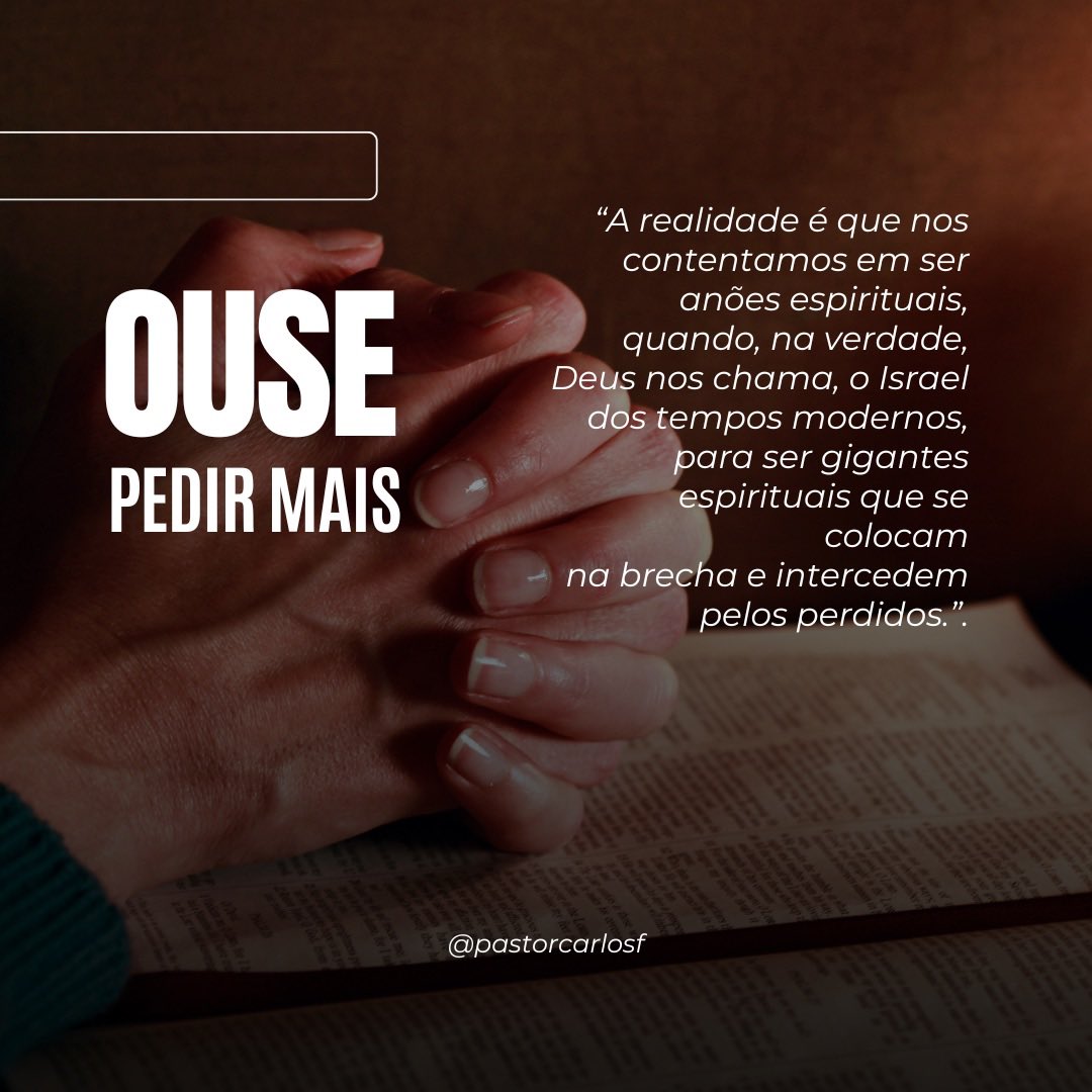 Deus nos chama para ir além! Não fomos feitos para viver uma fé pequena, mas para crescer, interceder e fazer a diferença. Seja um gigante espiritual e coloque-se na brecha! 🙏💙