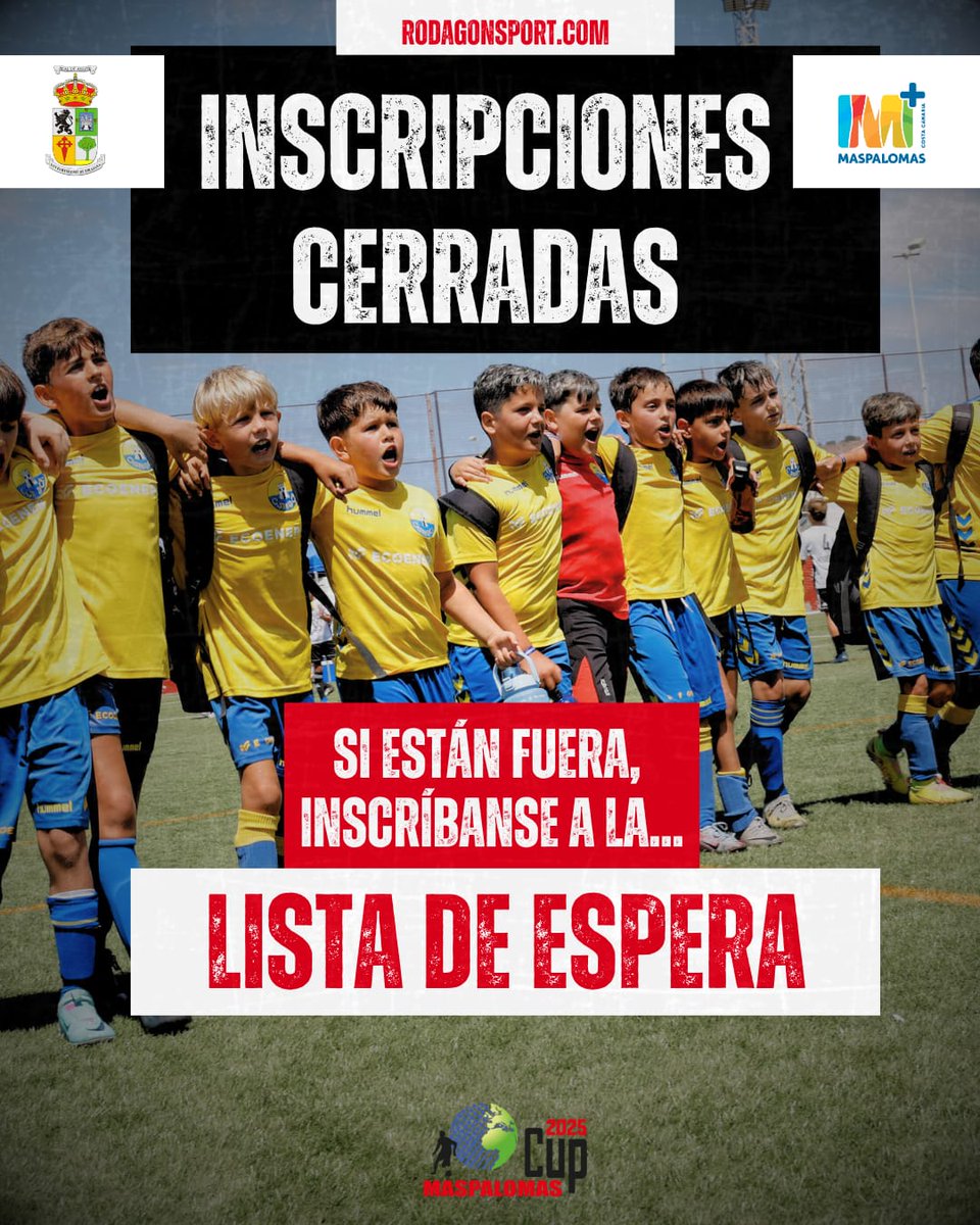 Maspalomas Cup (@maspalomascup) on Twitter photo ยก๐ฎ๐น๐จ๐ช๐ฐ๐จ๐บ, ๐ฎ๐น๐จ๐ช๐ฐ๐จ๐บ ๐ ๐ฎ๐น๐จ๐ช๐ฐ๐จ๐บ! ๐ซถโฝ
Las inscripciones de Prebenjamรญn, Benjamรญn y Alevรญn ya estรกn ๐๐๐๐๐๐๐๐.
Si aรบn no han hecho su solicitud de inscripciรณn, la hagan ahora ya que la lista de espera estรก abierta ๐ฅ๐
โน๏ธ rodagonsport.com ยก๐ฎ๐น๐จ๐ช๐ฐ๐จ๐บ, ๐ฎ๐น๐จ๐ช๐ฐ๐จ๐บ ๐ ๐ฎ๐น๐จ๐ช๐ฐ๐จ๐บ! ๐ซถโฝ
Las inscripciones de Prebenjamรญn, Benjamรญn y Alevรญn ya estรกn ๐๐๐๐๐๐๐๐.
Si aรบn no han hecho su solicitud de inscripciรณn, la hagan ahora ya que la lista de espera estรก abierta ๐ฅ๐
โน๏ธ rodagonsport.com
