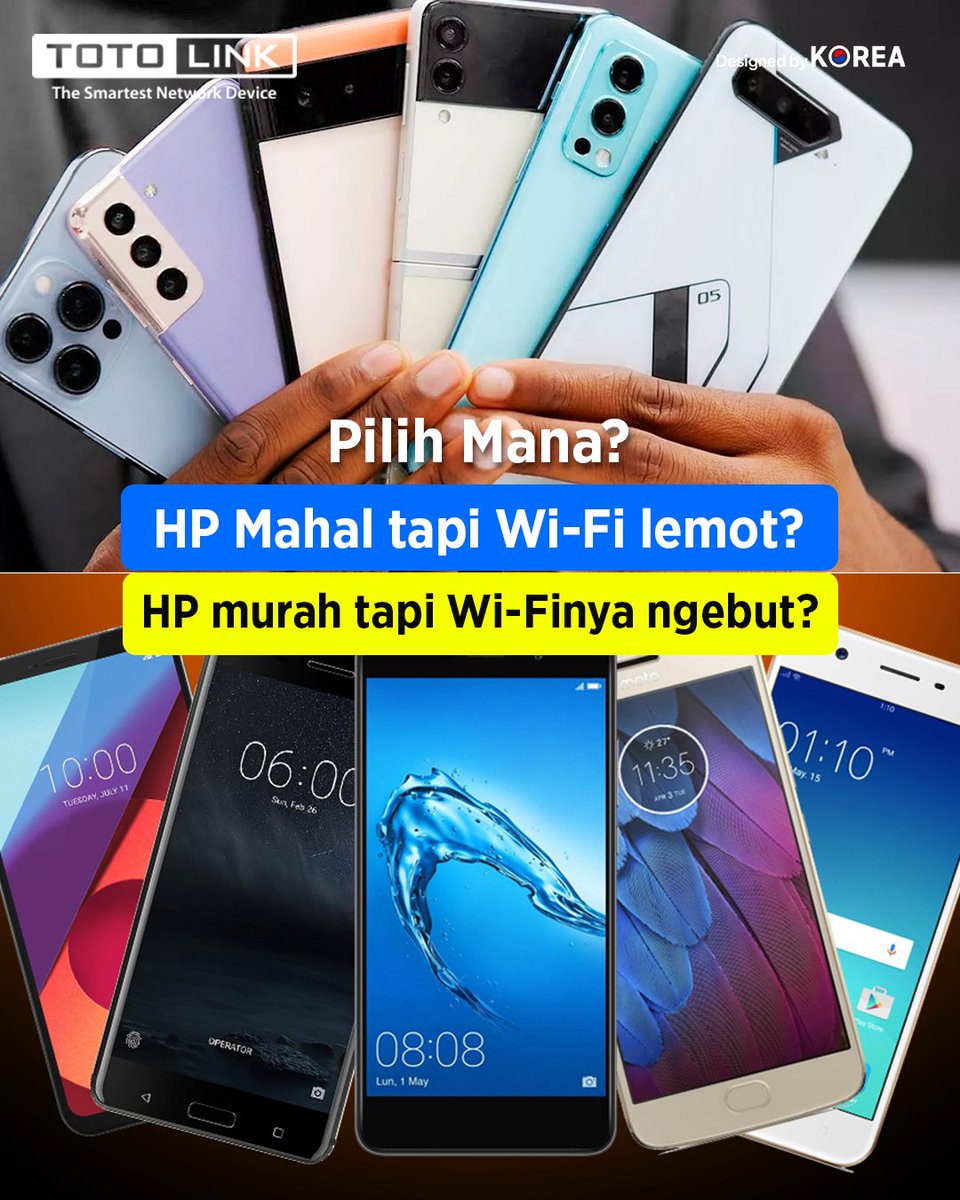 totolinkID's tweet image. 📱 HP mahal tapi WiFi lemot?
📱 HP murah tapi WiFi ngebut?

#totolinkindonesia #router #wifirouter #wifi6 #wificonnection #totolink