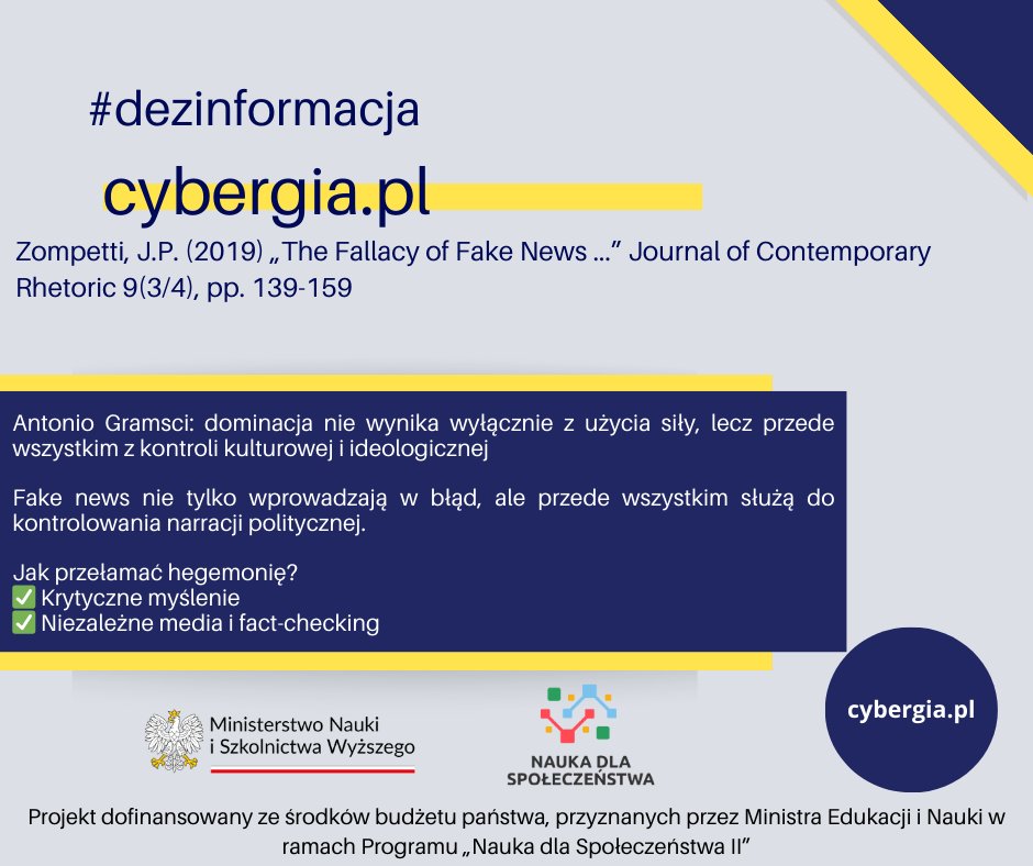 Fake news nie tylko wprowadzają w błąd, ale służą do kontrolowania narracji politycznej @cybergia.pl <a href="/MNiSW_GOV__PL/">Ministerstwo Nauki i Szkolnictwa Wyższego</a>