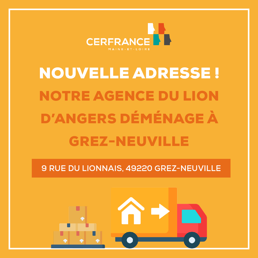 Cerfrance49's tweet photo. 🚚 Notre agence du Lion d'Angers déménage ! 📦

Nous avons d'ores et déjà le plaisir de vous accueillir dans nos nouveaux locaux !

📍 Nouvelle adresse : 9 rue du Lionnais, 49220 Grez-Neuville

Nos numéros de téléphone et horaires restent inchangés. https://t.co/TM8ar7gtKK