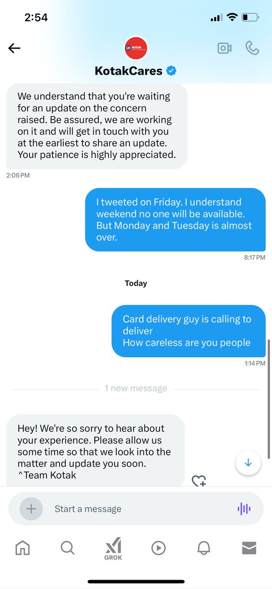 chaitrabv6's tweet photo. @KotakCares @KotakBankLtd Repeated messages and you are giving a template response. I complained on Feb evening and it’s Wednesday today https://t.co/dYMfasnzKM