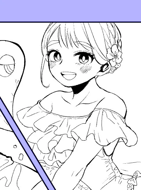 想像の1カットなんだけどかわいく描けた気がする 