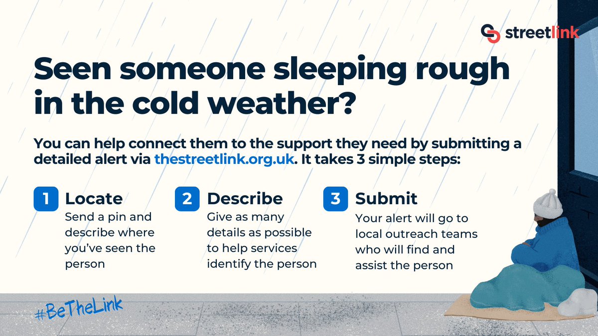 🏠 What is rough sleeping?
It’s one of the most visible forms of homelessness, where individuals sleep outside or in places not meant for living, like cars or doorways. 
Visit thestreetlink.org.uk  to connect people to support services and help them off the streets.