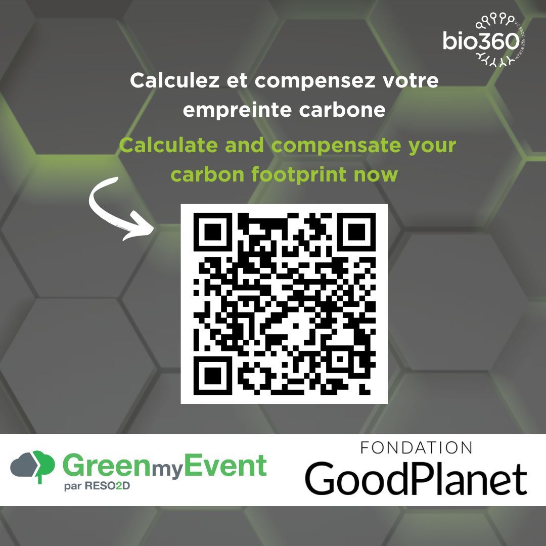 🌍 How about calculating and offsetting your carbon footprint for Bio360 2025? 🌱
✅ Calculate the carbon footprint of your journey.
✅ Compensate easily by making a donation to the Good Planet Foundation.
📲 Scan the QR code below and contribute to a more sustainable future