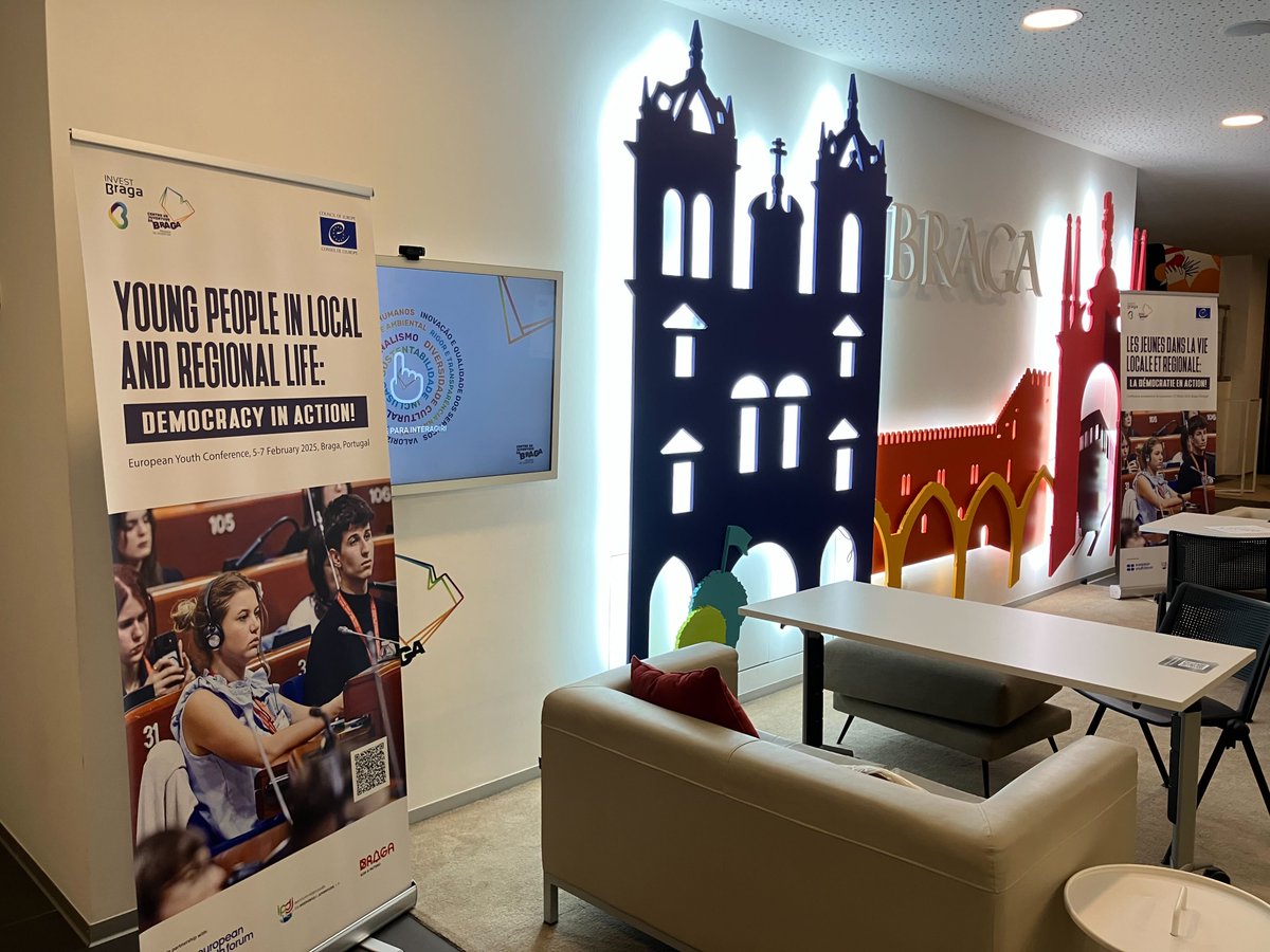 We are in Braga 🇵🇹, European Youth Capital 2012, at the conference "Young People in Local and Regional Life: Democracy in action!" <a href="/COECongress/">Congress of Local and Regional Authorities</a> 

+100 participants will discuss ways on how to strengthen youth participation in decision making at local and regional levels 💪