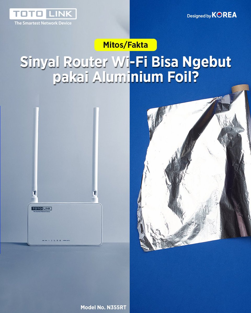 totolinkID's tweet image. Katanya, kalau router dibalut aluminium foil, sinyalnya makin kuat? 🏃💨
Beneran ampuh atau cuma akal-akalan? 🤔

Komentar mitos atau fakta di bawah! 👇🔥

#totolinkindonesia #router #wifirouter #wifi6 #wificonnection #totolink