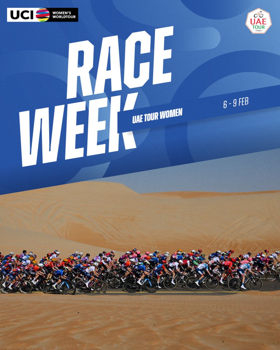 UCI_WWT's tweet image. Race week is coming for our biggest pleasure 🙌
Time to head to the UAE for the @uae_tour 🇦🇪

Check out the provisional startlist : procyclingstats.com/race/uae-tour-…

#UCIWWT #UAETourWomen