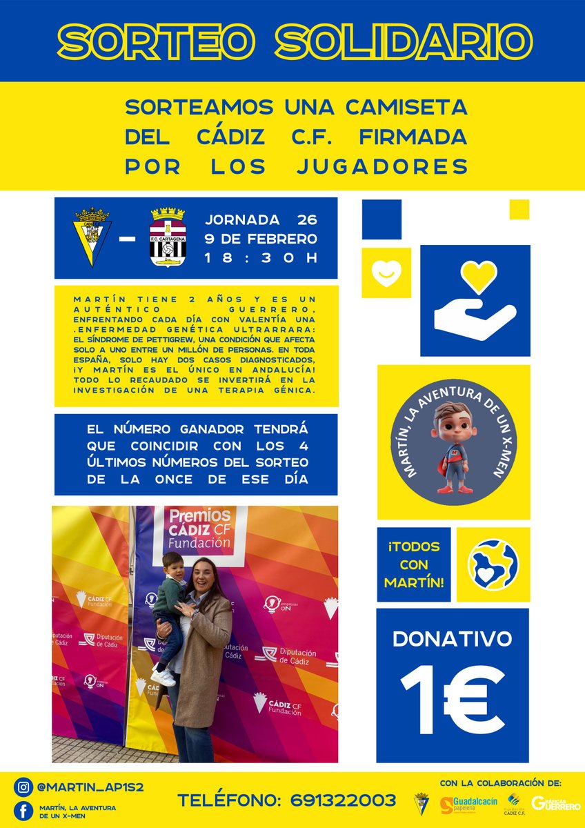 El club ha donado una camiseta firmada por toda la plantilla para el sorteo el próximo día 9 de febrero con papeletas con el precio de 1€. Martin tiene 2 años, y es un auténtico guerrero, enfrentándose cada día con valentía a una enfermedad @SINDROMEDEPETTIGREW