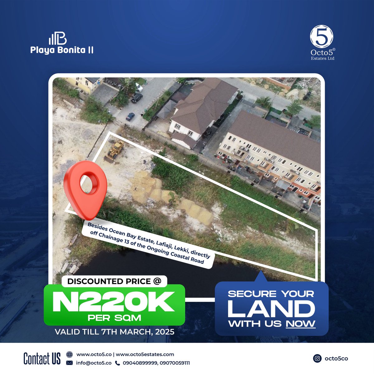 Own a Piece of Paradise!

Secure your spot at Playa Bonita 11 
for just N220,000 per SQM!
Don’t miss this opportunity to invest in luxury and serenity.

📍 Prime Location | 🌟 Unmatched Views | 📈 High ROI

📞 DM us now for inquiries!

#OceanViewDreamland 
#LuxuryLiving