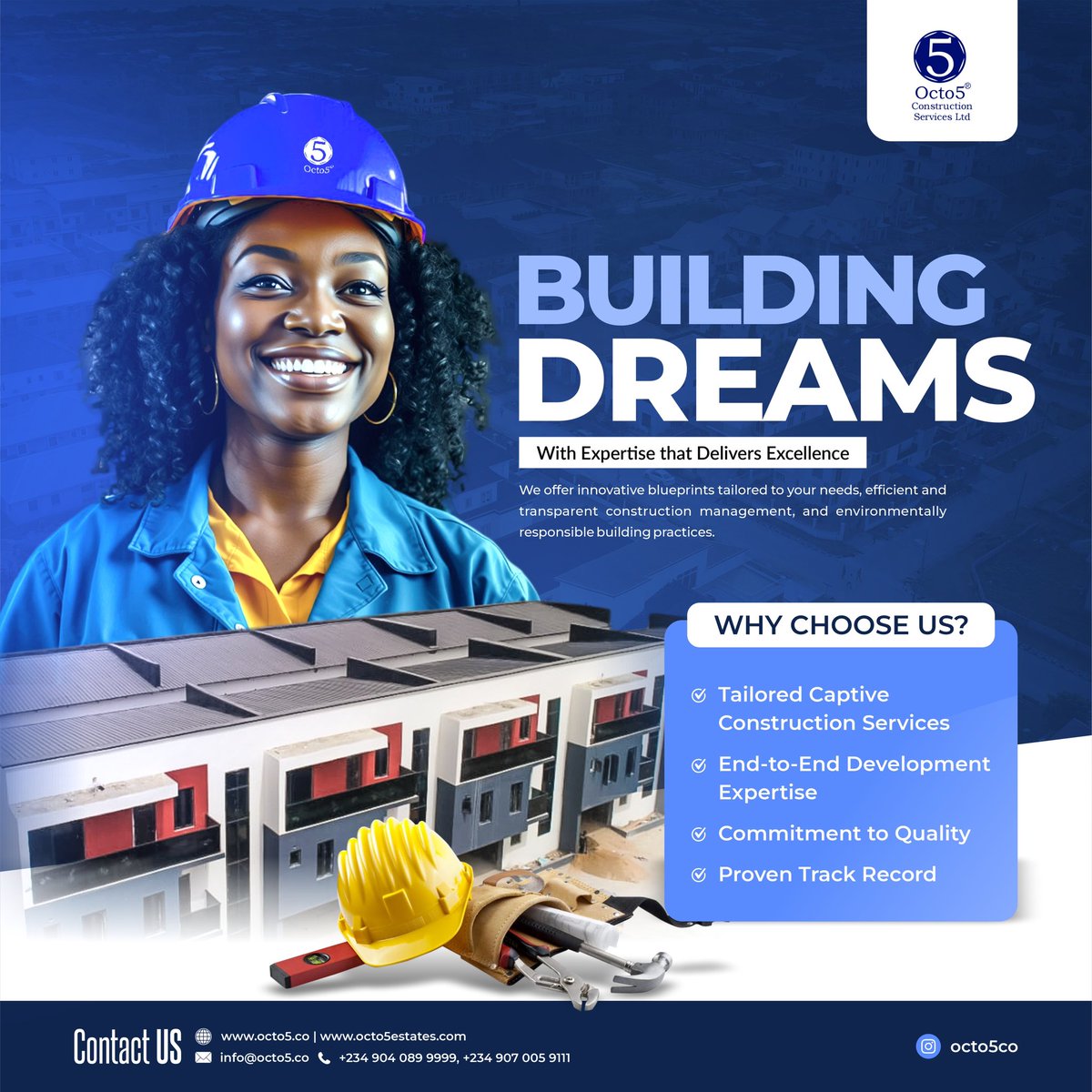 Your dream home is closer than you think! 
With Octo5, 
we make homeownership seamless and stress-free. 
Let's build your future together! 
#Octo5 #DreamHome 
#HomeConstruction 
#RealEstate #BuildingMadeEasy 
#LuxuryLiving #InvestWisely