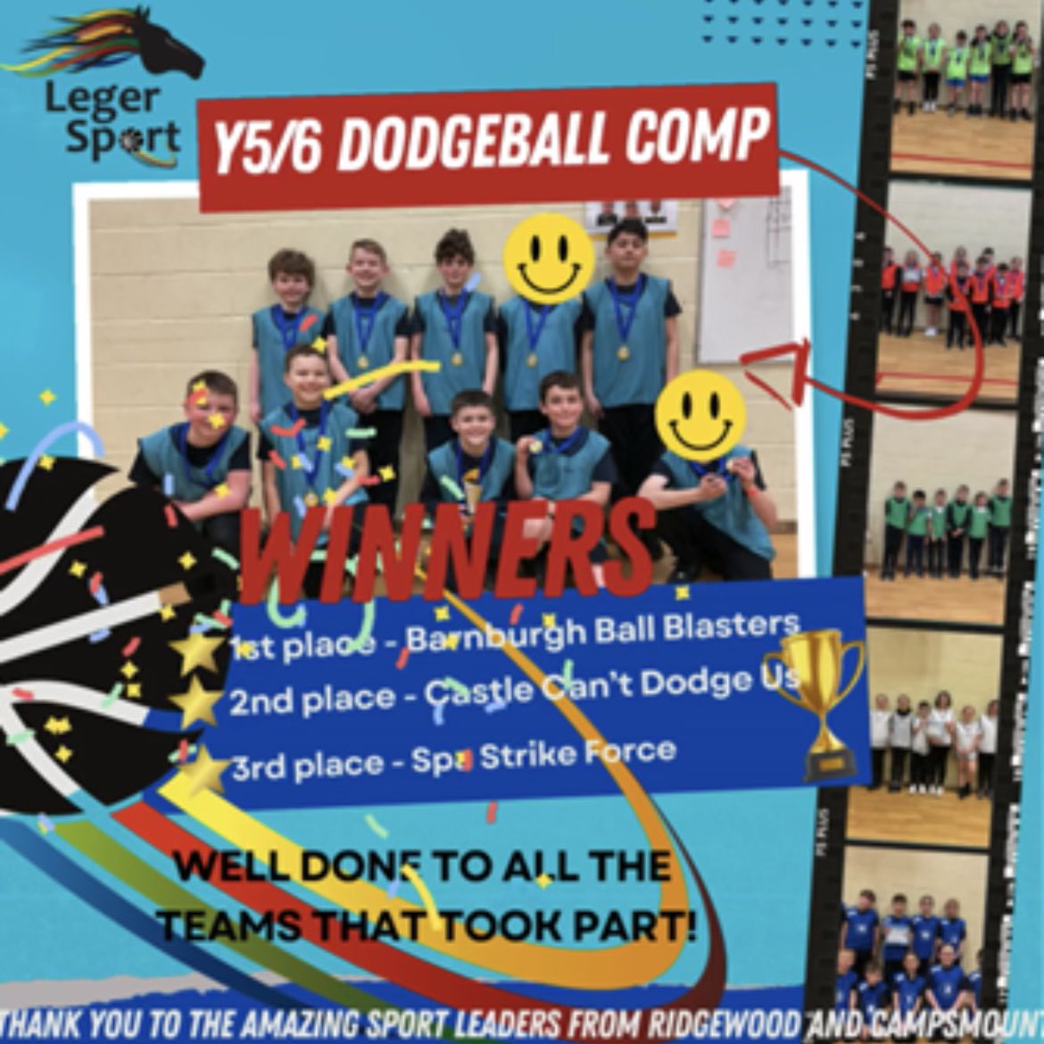 👀 ICYMI - Leger Sports Competitions 🏅

Earlier this week year 5 &amp; 6 students from the Trusts schools came together for our final Dodgeball series. 

Big thank you to our Sports Leaders from Ridgewood &amp; Campsmount and well to all of our students that took part. 

😃👏