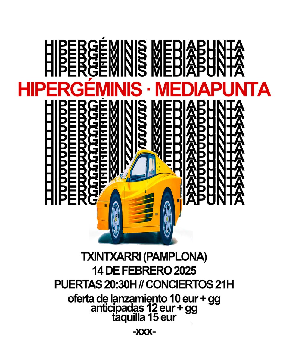 MEDIAPUNTA (@memediapunta) on Twitter photo el 14 de febrero estaremos con <a href="/hipergeminis/">beto ✨hipergeminis</a> tocando en <a href="/txintxarribar/">txintxarri.</a> <3 Muchas ganas de volver a Pamplona, ciudad hermana para nosotros. Muuuuuuchas ganas!
wegow.com/es/conciertos/…
<a href="/Subterfugerec/">Subterfuge Records</a> <a href="/wegowES/">wegowes</a> <a href="/radio3_rne/">Radio 3</a> el 14 de febrero estaremos con <a href="/hipergeminis/">beto ✨hipergeminis</a> tocando en <a href="/txintxarribar/">txintxarri.</a> <3 Muchas ganas de volver a Pamplona, ciudad hermana para nosotros. Muuuuuuchas ganas!
wegow.com/es/conciertos/…
<a href="/Subterfugerec/">Subterfuge Records</a> <a href="/wegowES/">wegowes</a> <a href="/radio3_rne/">Radio 3</a>