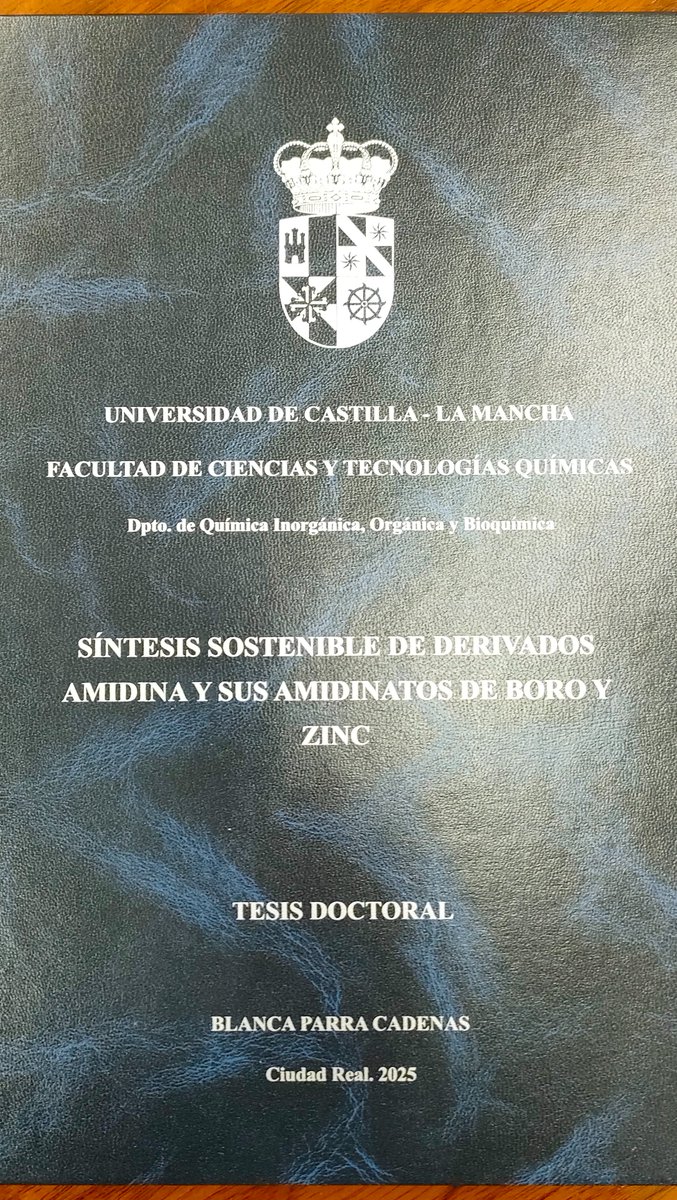Next February 7, <a href="/Blanca_pc/">Blanca🌻</a> will defend her PhD thesis entitled: Sustainable synthesis of amidine derivatives and their boron and zinc amidinates.