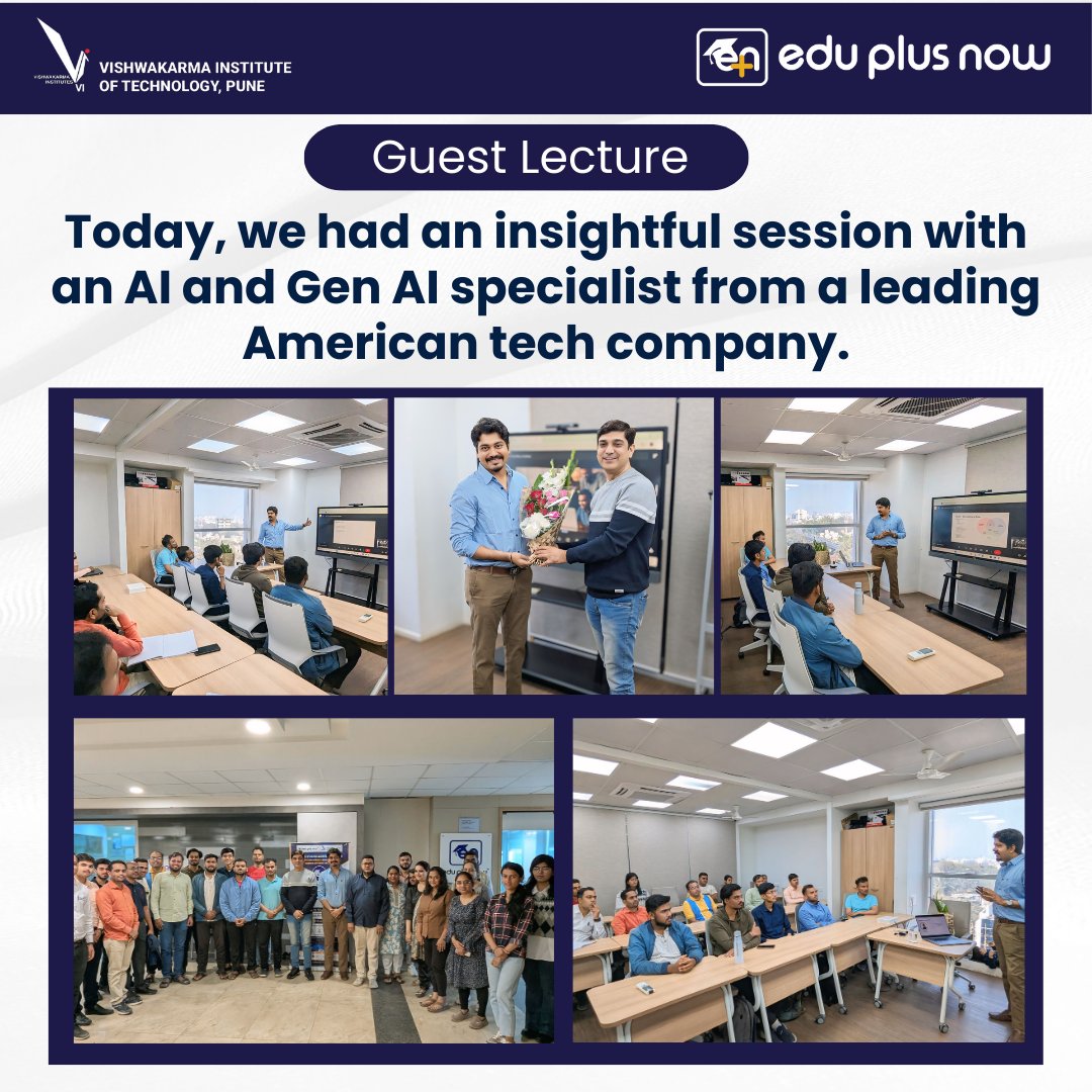 eduplusnow's tweet photo. AI is shaping the future, and we got to witness it firsthand! An AI &amp; Gen AI specialist joined us for an insightful session, sharing expert knowledge on AI’s impact and innovations. 

Drop a if you’re excited about the future of AI! 

#AI #GenerativeAI #TechTalk #Innovation https://t.co/bWc1IO6l58