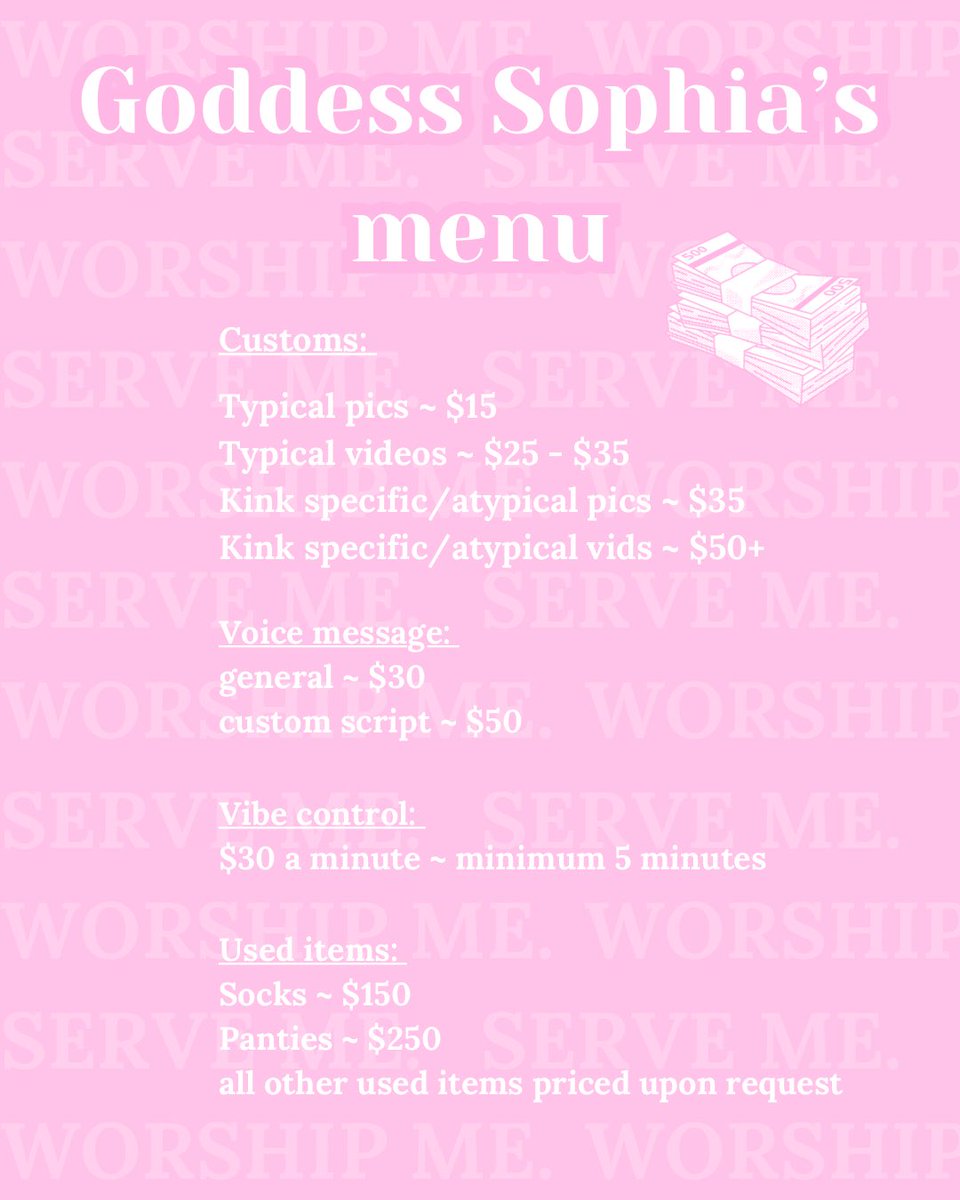 yikessxphia's tweet photo. ˚ʚ♡ɞ˚ redoing pinned ˚ʚ♡ɞ˚

ʚɞ  aus ~ she/her + bi
ʚɞ  mummy/goddess/mistress
ʚɞ  findom ~ $20 dm fee - through throne or OF/ fansly tips ~
ʚɞ  selling ~ links in bio + extra menu below
ʚɞ  humiliation, cnc, hard kinks ++

follow + ♡ + ⟳ for moots https://t.co/96n4Bccxt9