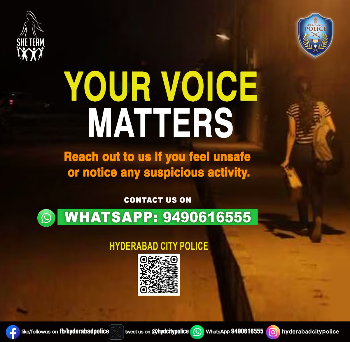 hydcitypolice's tweet photo. Come forward #ReportUS 
Hyderabad City Police,
for you... with you... always... https://t.co/TmQT2YDR9s