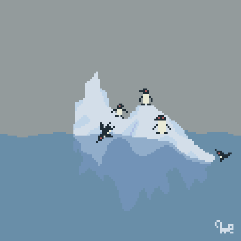 Gibbonus_Dev's tweet photo. A group of penguins chillin' on an #Iceberg 

#pixel_dailies #pixelart @Pixel_Dailies https://t.co/PIbeUGXSm0