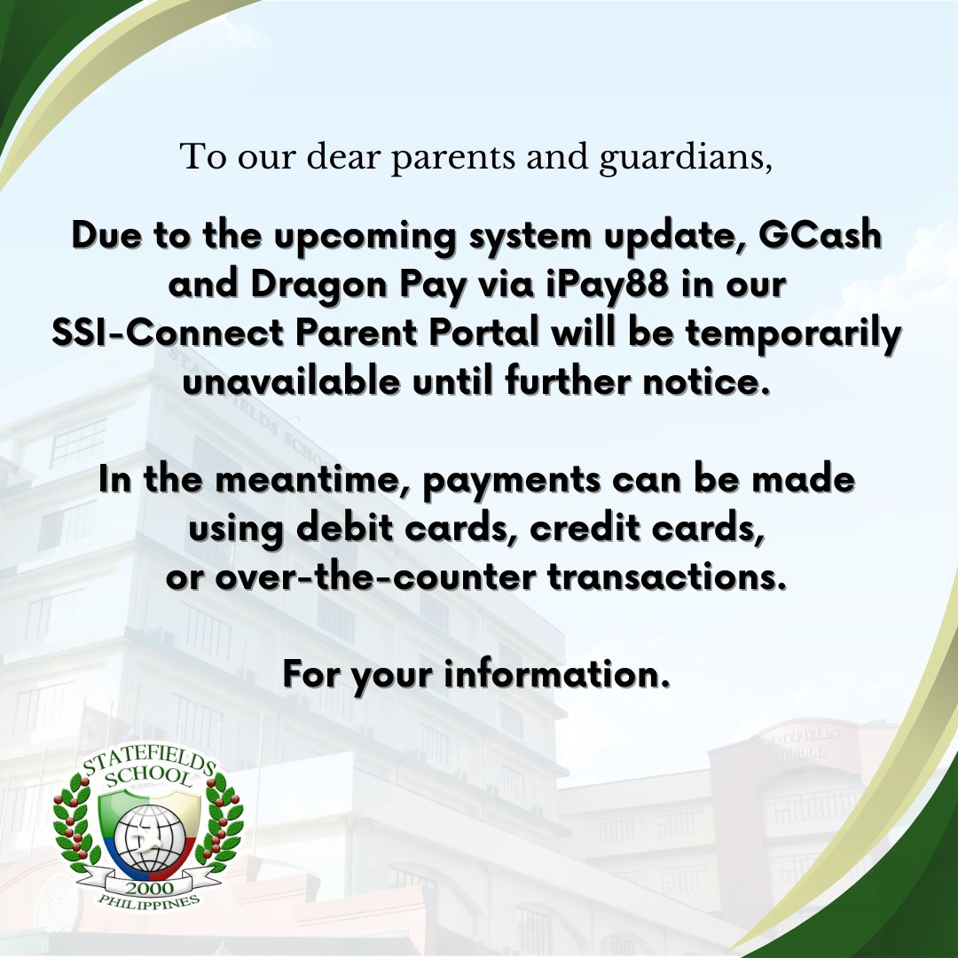 Statefields_Sch's tweet photo. Please see post for an announcement from the Finance Department. https://t.co/trvVVS0zJl