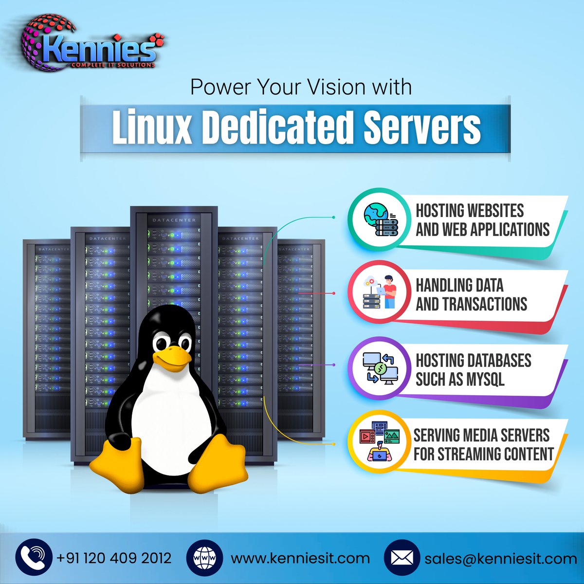 Kennies_IT's tweet image. Power your vision with Linux Dedicated Servers-
Fast, secure, and scalable for hosting, databases, and streaming. 

🌐 Website: kenniesit.co
📧 Email: sales@kenniesit.com
📞 Contact: +91 120 409 2012

 #LinuxDedicatedServer #KenniesIT