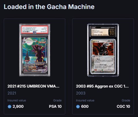 NEW EPIC JUST LANDED 🚨

PSA 10 Umbreon VMAX (Evolving Skies)  🌝

$50 per spin 💞

Get a redeemable RWA Pokemon Card on Solana🎴

Don’t like your pull? Instantly sell it back for 85% market value 🛍️

Link below 👇