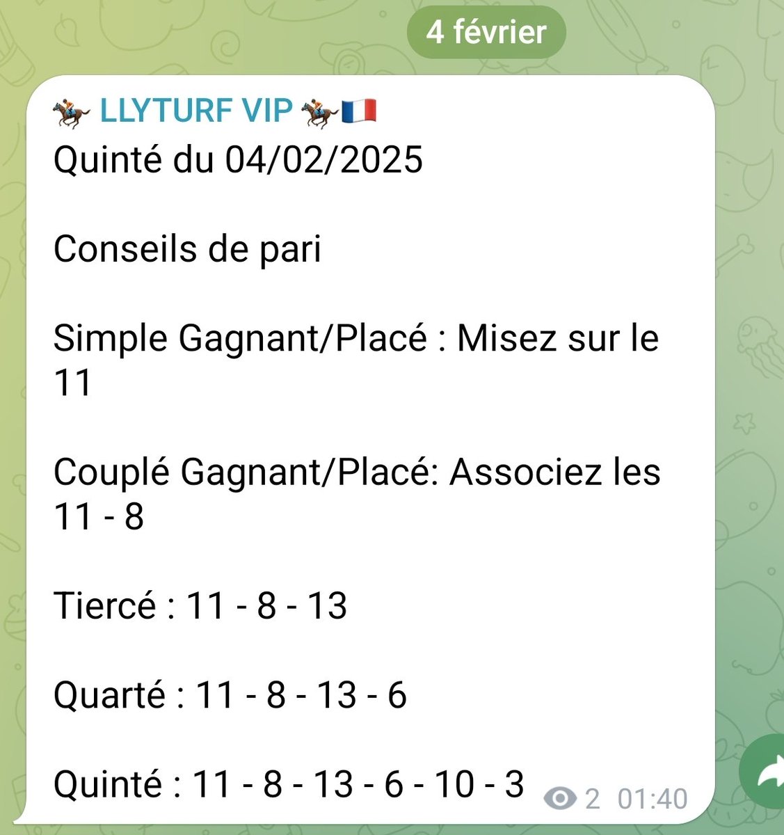 Notre prono du 04/02/2025💥✨
Qui a été donné sur le VIP.
#quinte #pmu #france🇫🇷 #pourvous #fypシ