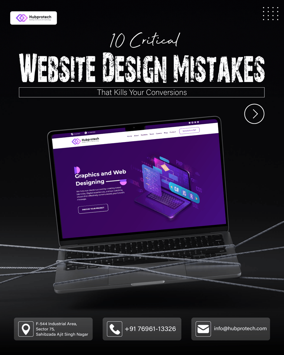 hubprotech's tweet photo. Struggling with #LowConversions on your #Website?
🛑 Stop making these 10 #CommonDesignMistakes that scare away your visitors. #ContactUs to find out more and #BoostYourSales today!
.
#WebDesign #ConversionRate #Hubprotech #BestAgency #SEO #IncreaseSales #Mohali #ContactUs #UIUX https://t.co/FEJQG5iEvq