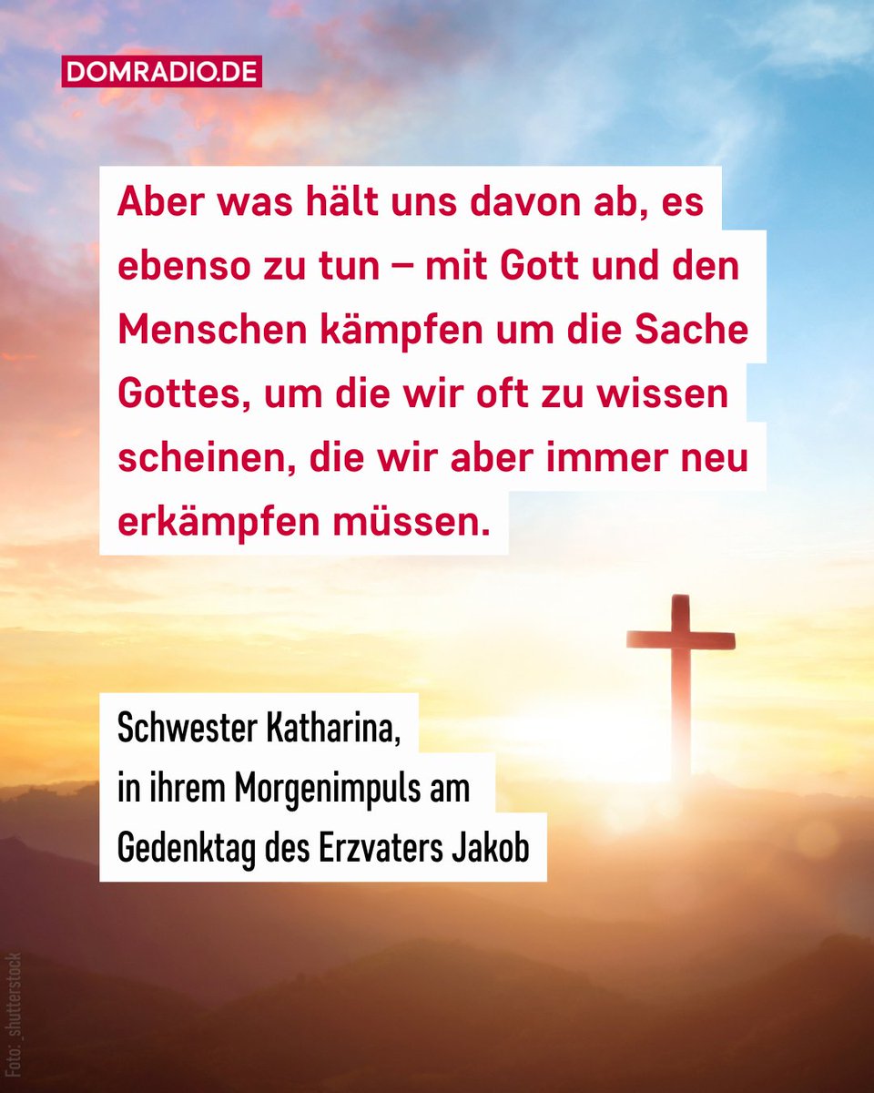 Heute ist der Gedenktag des Erzvaters Jakob. In ihrem Morgenimpuls erzählt Schwester Katharina vom Leben und Wirken Jakobs. Kennt ihr die Geschichte des Erzvaters Jakob? 🙏

domradio.de/audio/kaempfen…