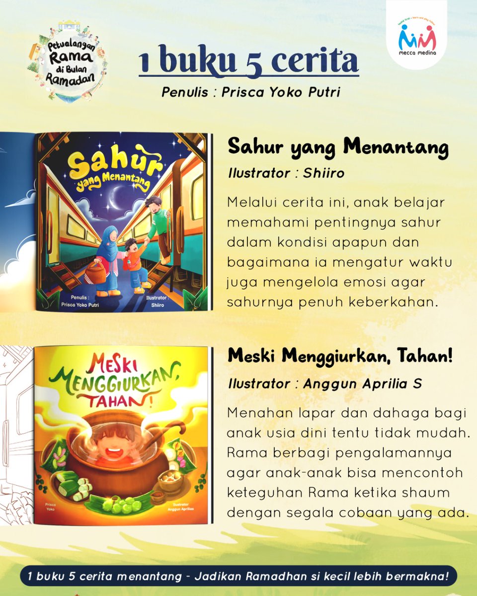 bennikarsa's tweet photo. Buku anak karya istri saya dan beberapa rekan ilustrator.

1 buku berisi 5 cerita tentang ramadhan. Full color. PO dikirim pertengahan Bulan Maret insyaAllah.

Teman² yg mau ikut PO bisa lewat shopee jg ya👇
https://t.co/iGXQPce2mS

Bantu share yg teman2🙏 https://t.co/fkYth8CLhV