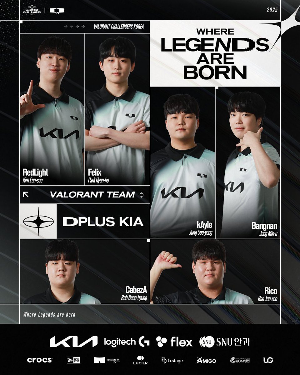 【𝗗𝗽𝗹𝘂𝘀 𝗞𝗜𝗔 𝗩𝗔𝗟𝗢𝗥𝗔𝗡𝗧 𝗧𝗘𝗔𝗠 𝗜 𝟮𝟬𝟮𝟱 𝗩𝗖𝗧 𝗖𝗞 𝗦𝗧𝗔𝗚𝗘 𝟭】

가장 높은 곳을 향한 도전.
Striving for the highest place.
最高の場所を目指して努力する

𝗖𝗼𝗮𝗰𝗵
●Seok
●Frizz

𝗣𝗹𝗮𝘆𝗲𝗿
●kAyle
●Bangnan
●RedLight
●Felix
●Rico
●CabezA

#DplusKIA