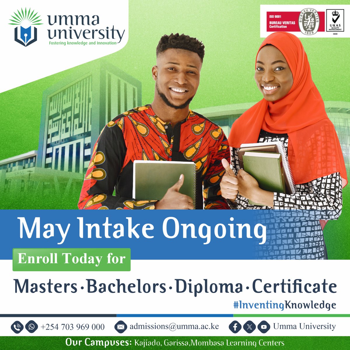 UmmaUniversity's tweet photo. Admissions for May Intake are NOW OPEN!
Take the next step in your education journey with Us – where innovation meets excellence!
✅ Apply today: https://t.co/LwNST6zDDS
📞 Need assistance? Call us at 0703 969 000
#UmmaUniversity #InventingKnowledge https://t.co/Fo0RQm8uOW