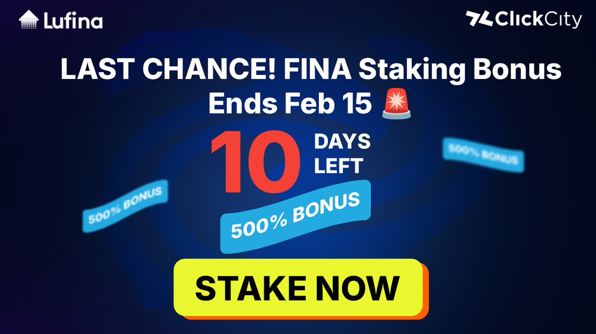 🚀 FINAL CALL: Earn up to 500% with FINA Staking – Ends Feb 15! 🚀

🔥 Time is running out! The exclusive FINA Staking Bonus—offering up to 500% rewards—is ending on February 15, 2025! This is your last chance to lock in massive gains before the bonus disappears!

💎 Why stake