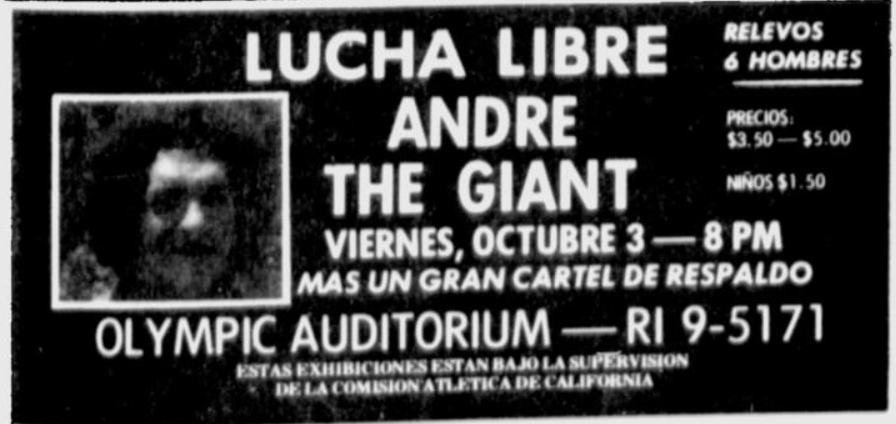 roylucier's tweet photo. Andre the Giant is announced for the @olympicaud on October 3rd, 1975. Love these old clippings! @COwens73 https://t.co/tXIi47Meb2