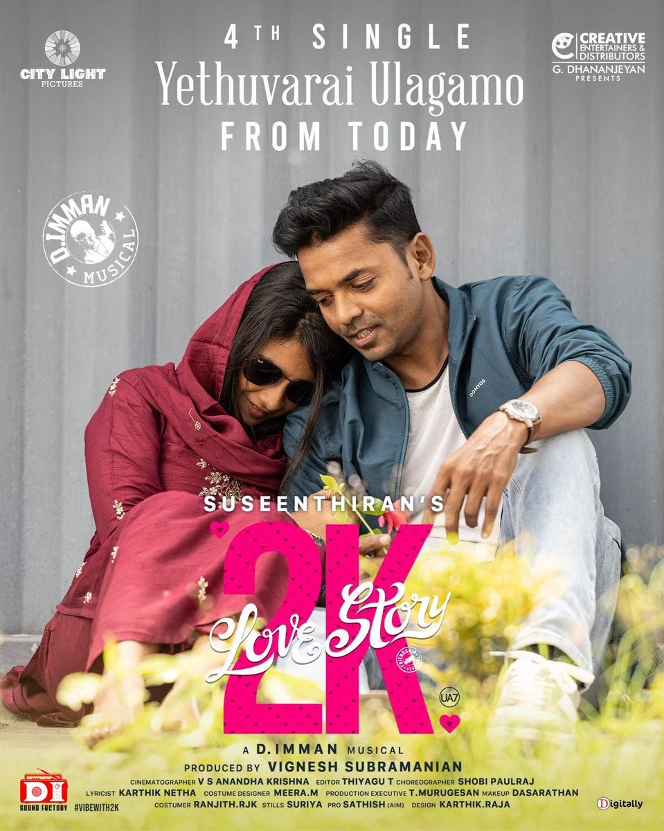 DI Sound Factory (@disoundfactory) on Twitter photo Discover the profound emotions captured 💞
4th single #YethuvaraiUlagamo releases today at 6 pm from #2KLoveStory 🖊️💞
#2KLoveStoryFrom14thFeb ❤️
<a href="/Dir_Susi/">vennila production</a> <a href="/immancomposer/">D.IMMAN</a> <a href="/iamjagaveer/">Jagaveer</a> @dhananjayang <a href="/MeenakshiGovin2/">Meenakshi Govindharajan</a> <a href="/CityLightPics/">City Light Pictures</a> <a href="/Vignesh17935/">Vignesh subramanian</a> <a href="/CreativeEnt4/">Creative Entertainers</a> <a href="/Bala_actor/">Bala saravanan actor</a> @ Discover the profound emotions captured 💞
4th single #YethuvaraiUlagamo releases today at 6 pm from #2KLoveStory 🖊️💞
#2KLoveStoryFrom14thFeb ❤️
<a href="/Dir_Susi/">vennila production</a> <a href="/immancomposer/">D.IMMAN</a> <a href="/iamjagaveer/">Jagaveer</a> @dhananjayang <a href="/MeenakshiGovin2/">Meenakshi Govindharajan</a> <a href="/CityLightPics/">City Light Pictures</a> <a href="/Vignesh17935/">Vignesh subramanian</a> <a href="/CreativeEnt4/">Creative Entertainers</a> <a href="/Bala_actor/">Bala saravanan actor</a> @