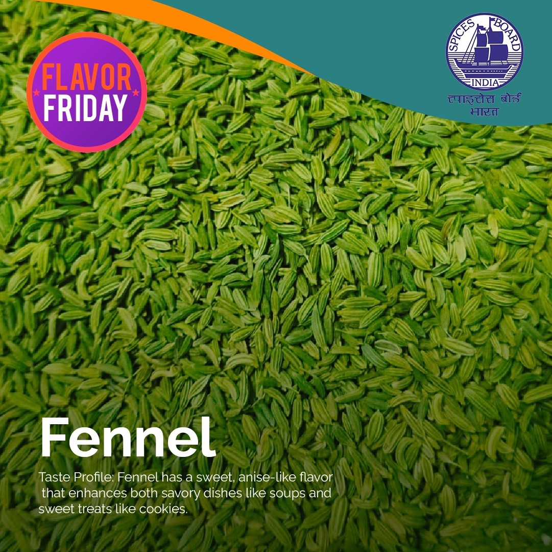 Spices_Board's tweet photo. Looking to add a unique depth of flavor to your recipes? Try fennel for a touch of sweetness and warmth!
@DoC_GoI 
#FlavorFriday #FennelSeeds #SweetAndSavory #SpiceMagic #SpicesBoard https://t.co/wzszeGppgn