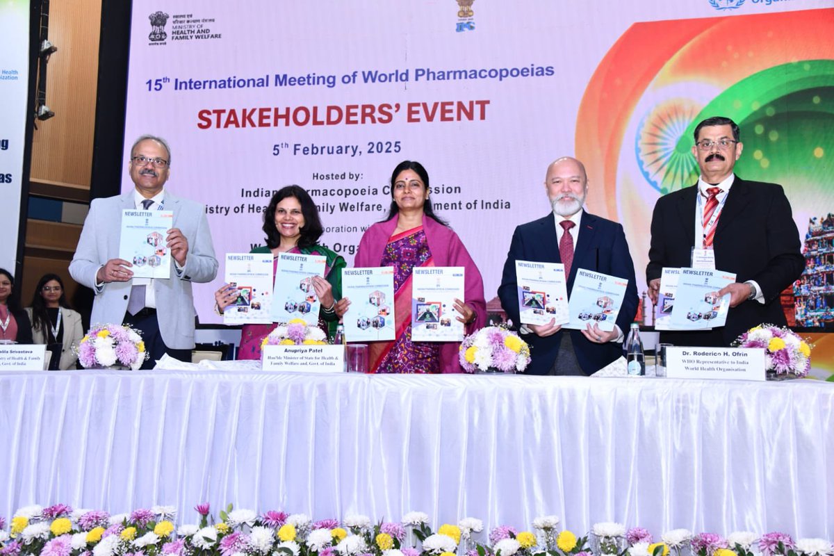 MoHFW_INDIA's tweet image. Today, Union Minister of State for Health and Family Welfare, Smt. @AnupriyaSPatel, reaffirmed India’s commitment to global pharmaceutical standardization & regulatory convergence at the 15th International Meeting of World Pharmacopoeias in New Delhi.
Hosted by the Indian…