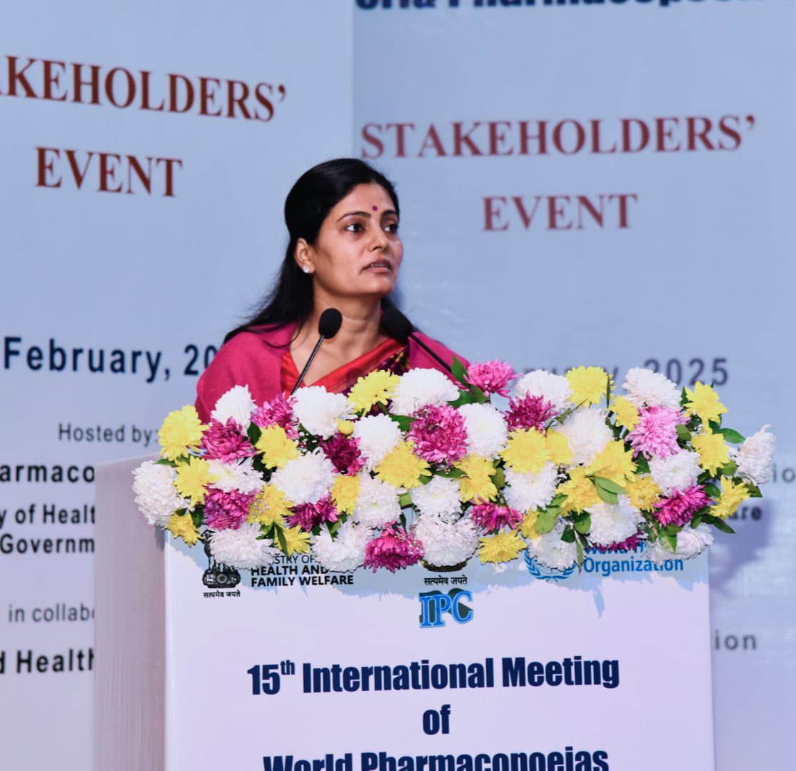 MoHFW_INDIA's tweet image. Today, Union Minister of State for Health and Family Welfare, Smt. @AnupriyaSPatel, reaffirmed India’s commitment to global pharmaceutical standardization & regulatory convergence at the 15th International Meeting of World Pharmacopoeias in New Delhi.
Hosted by the Indian…