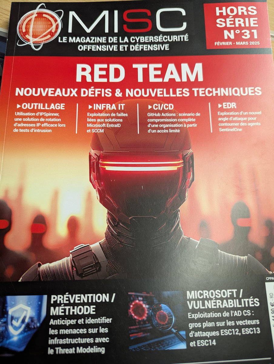J'ai commencé à m'intéresser à la sécu en lisant <a href="/MISCRedac/">MISCmag</a>, et aujourd'hui j'ai la chance de voir mon travail publié dans leur hors-série. Merci à eux, et aussi à <a href="/Synacktiv/">Synacktiv</a> pour leur soutien 🥷