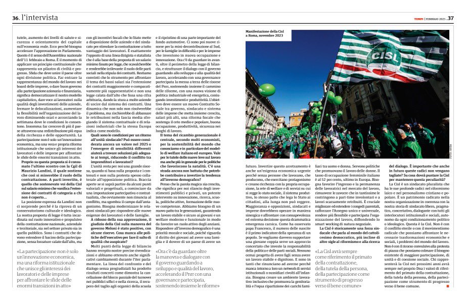 CISL Nazionale (@cislnazionale) on Twitter photo #LuigiSbarra intervistato da “Tempi’: “Far entrare la rappresentanza del mondo del lavoro nei board delle imprese, o dare buon governo alla partecipazione azionaria e finanziaria, significa democratizzare il nostro modello capitalistico, dare voce ai lavoratori sulla qualità #LuigiSbarra intervistato da “Tempi’: “Far entrare la rappresentanza del mondo del lavoro nei board delle imprese, o dare buon governo alla partecipazione azionaria e finanziaria, significa democratizzare il nostro modello capitalistico, dare voce ai lavoratori sulla qualità