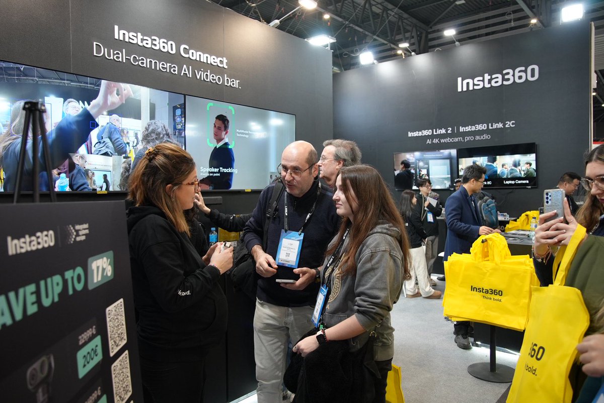 insta360vc's tweet photo. Day 1 Recap at ISE 2025 🚀 Big thanks to everyone who visited us at Hall 1, Booth 1B150 today! 

We kicked off ISE 2025 with amazing demos of Insta360's audio&amp;visual conferencing solutions, plus workshops and giveaways! #ISE2025 #Insta360Meetings #EvolutionAtWork https://t.co/j5g8IudeRf