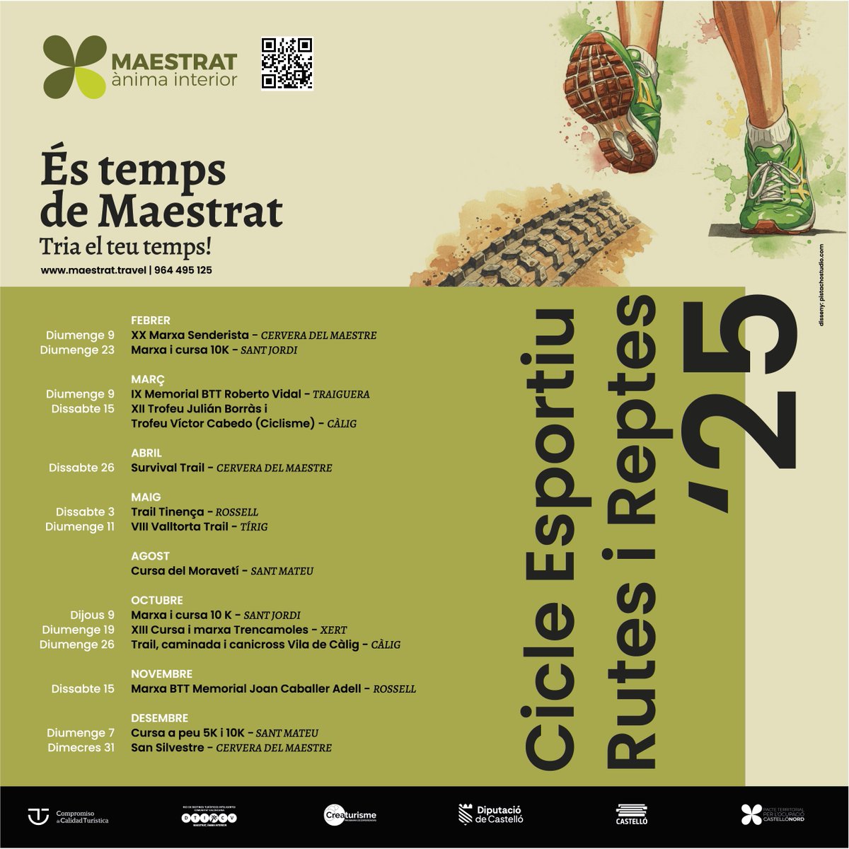 📣Presentem el calendari de curses i BTT 2025 de Maestrat, ànima interior.
🏃🚴Tria: trail, cursa, BTT, canicross, ciclisme...

📣Presentamos el calendario de carreras y BTT 2025 de Maestrat, ànima interior.
🏃🚴Elige: trail, carrera, BTT, canicross, ciclismo...