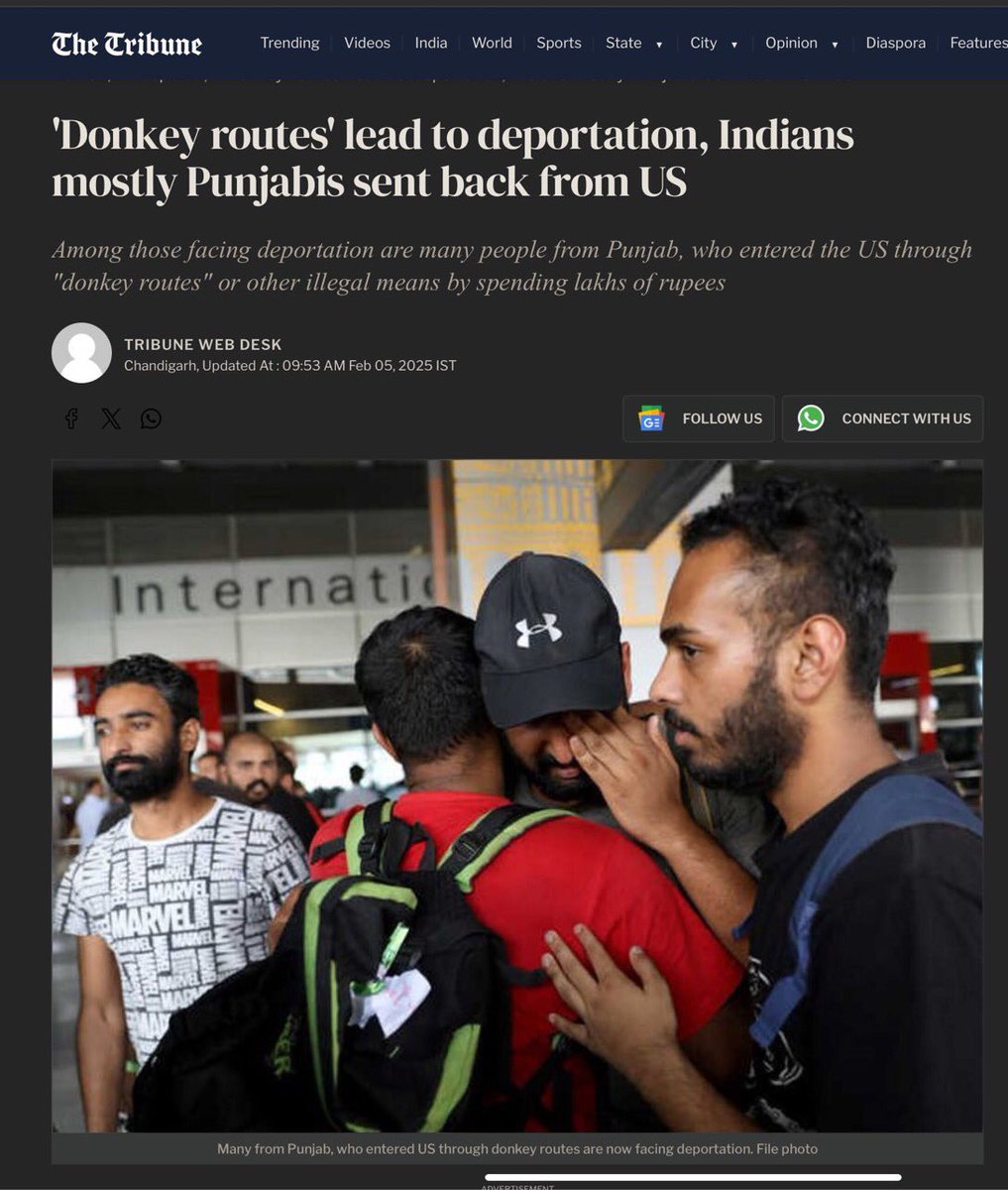 thaSikhs's tweet photo. Another blatant hit job by @thetribunechd to target Punjab and defame Sikhs.

The plane that landed in Amritsar carried 33 passengers from Gujarat, 33 from Haryana, and 30 from Punjab. Instead of questioning the Union govt on why they deliberately chose Amritsar over Ahmedabad or Delhi for political optics, @thetribunechd crafted a manipulative headline—giving BJP-ruled states a free pass to hide their mismanagement.

This isn’t journalism—it’s agenda-driven propaganda.