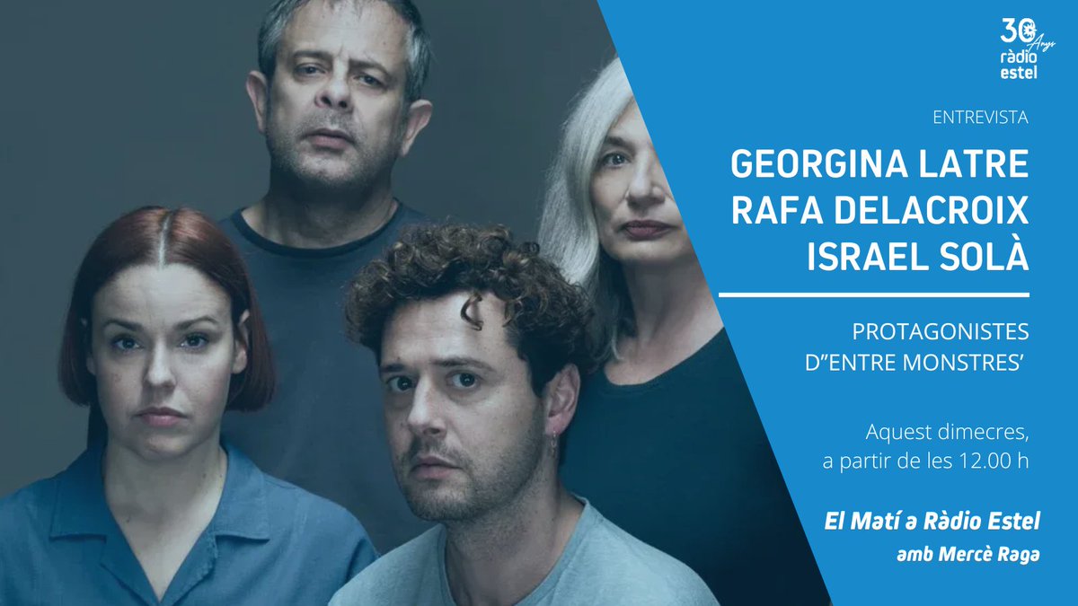 Ràdio Estel (@radioestel) on Twitter photo 💥 <a href="/GeorginaLatre/">Georgina Latre</a>, <a href="/RafaDelacroix/">Rafa Delacroix</a> i Israel Solà (<a href="/la_calorica/">La Calòrica</a>) a 'El Matí a Ràdio Estel'!
🎭 Conversem amb els protagonistes d''Entre monstres', l'obra de la companyia <a href="/42KM_/">42KM</a> que es pot veure aquests dies al <a href="/teatreakademia/">Teatre Akadèmia</a>.
▶️ A partir de les 12 h!
📡 radioestel.cat/en-directe/ 💥 <a href="/GeorginaLatre/">Georgina Latre</a>, <a href="/RafaDelacroix/">Rafa Delacroix</a> i Israel Solà (<a href="/la_calorica/">La Calòrica</a>) a 'El Matí a Ràdio Estel'!
🎭 Conversem amb els protagonistes d''Entre monstres', l'obra de la companyia <a href="/42KM_/">42KM</a> que es pot veure aquests dies al <a href="/teatreakademia/">Teatre Akadèmia</a>.
▶️ A partir de les 12 h!
📡 radioestel.cat/en-directe/